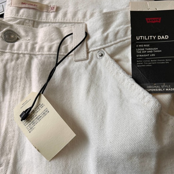 Free People X Levi's Premium Women's Dad Utility Pants NWT Cargo Size 32 Cream - Picture 5 of 7
